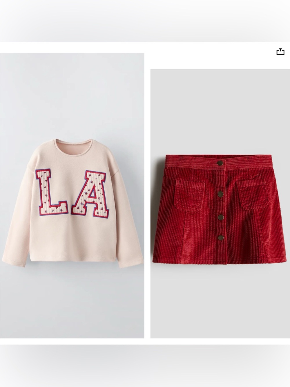 Zara Floral Embroidered Shirt & H&M Corduroy Skirt
